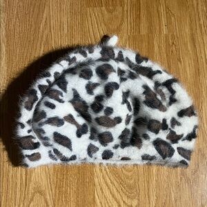 Leopard Print Fuzzy Beret